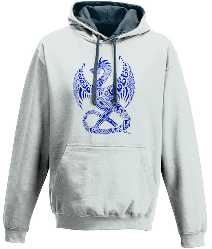 Two-Tone Hoodie (WRAP Cert) with Aztec Style Dragon in Electric Blue