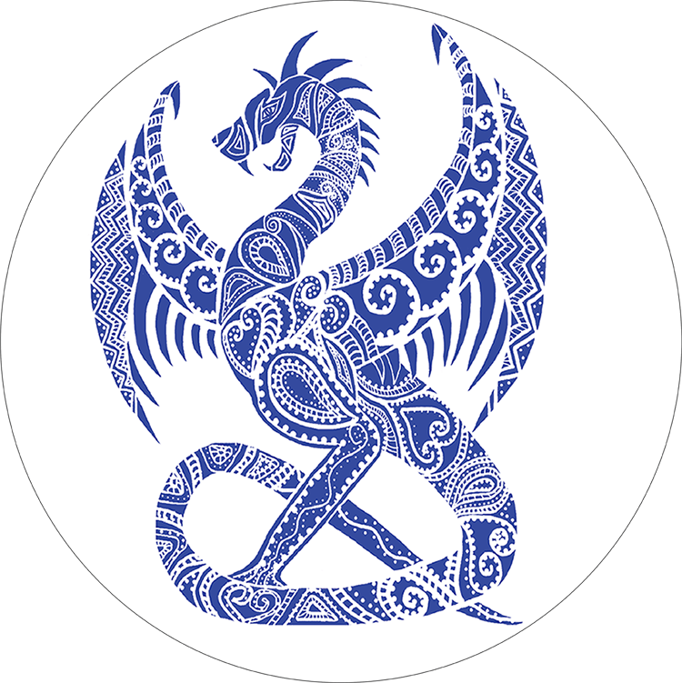 Two-Tone Hoodie (WRAP Cert) with Aztec Style Dragon in Electric Blue