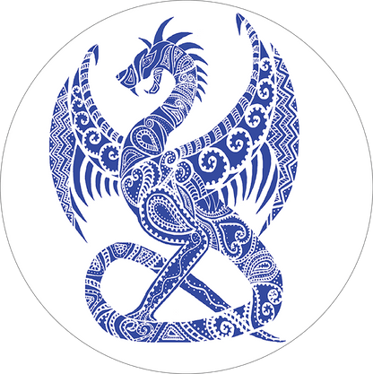 Two-Tone Hoodie (WRAP Cert) with Aztec Style Dragon in Electric Blue